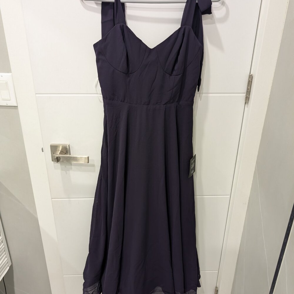 Lulus Sophisticated Charisma Purple Tie-strap A-line Midi Dress - Size S - Picture 2 of 4